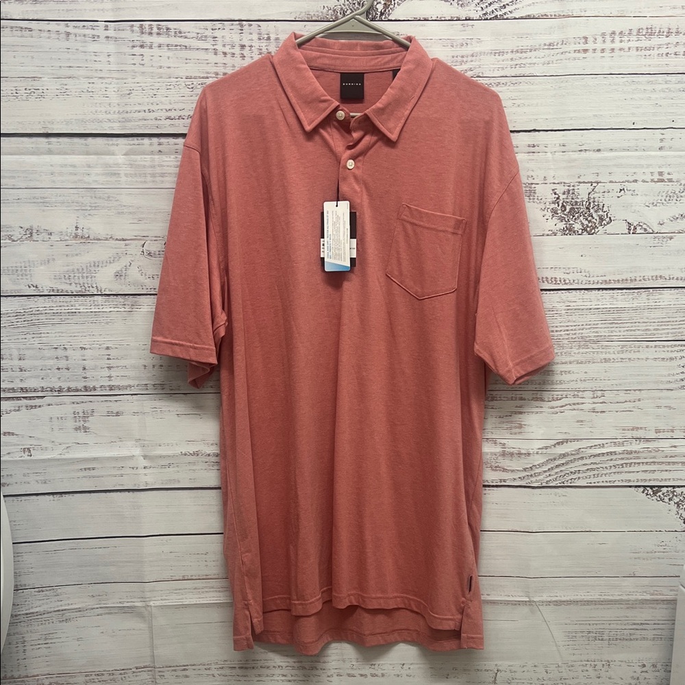 NWT Dunning Men’s Muted Coral Golf Shirt with Chest Pocket